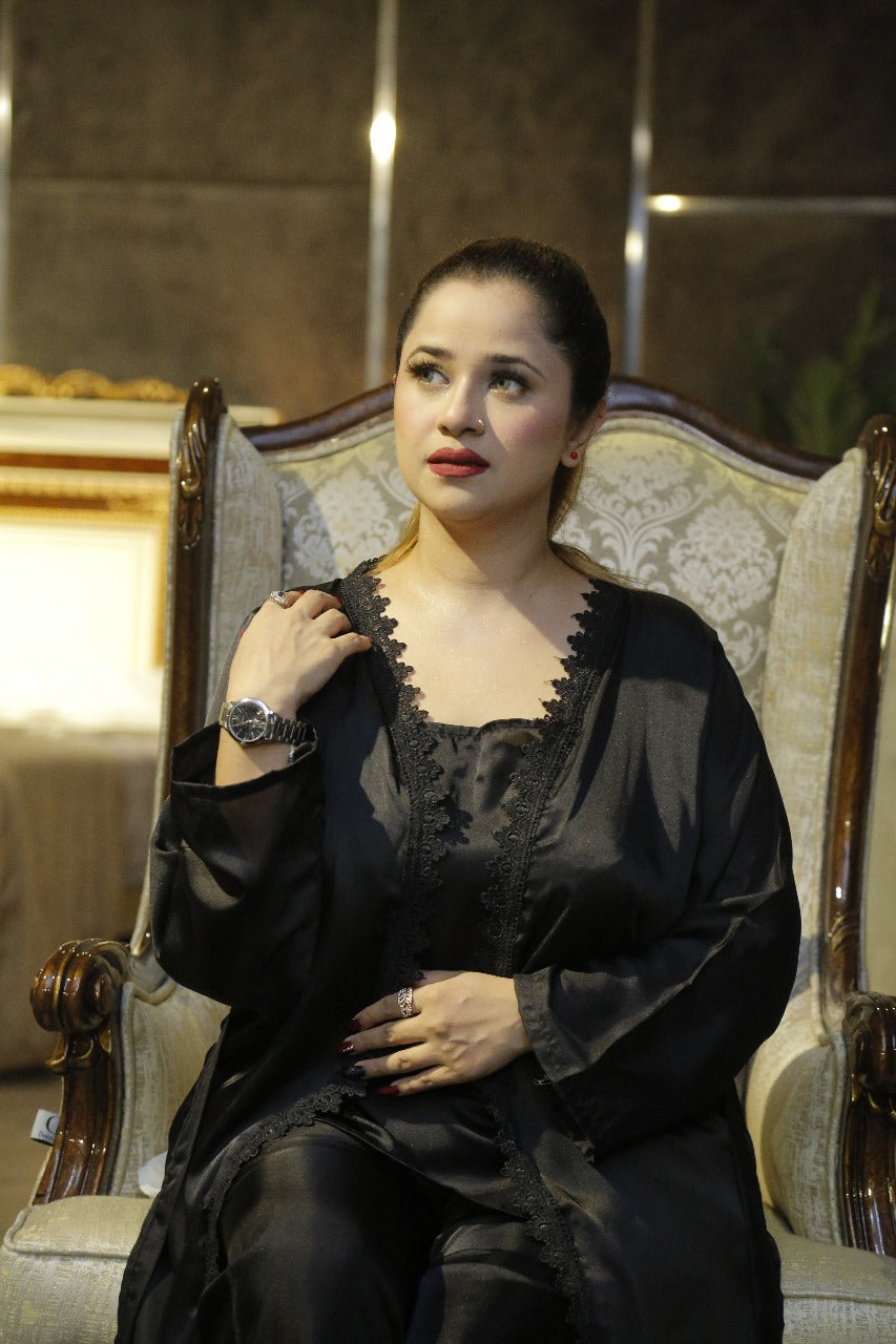 Black Silk Night Suit