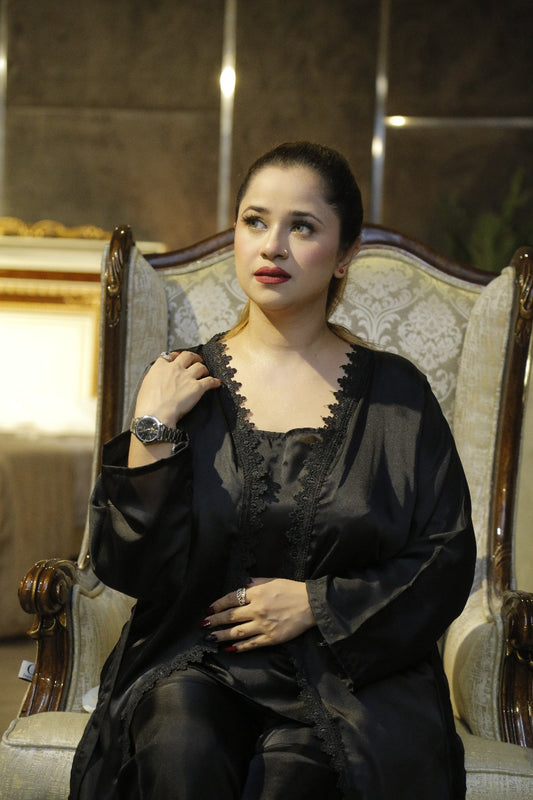 Black Silk Night Suit