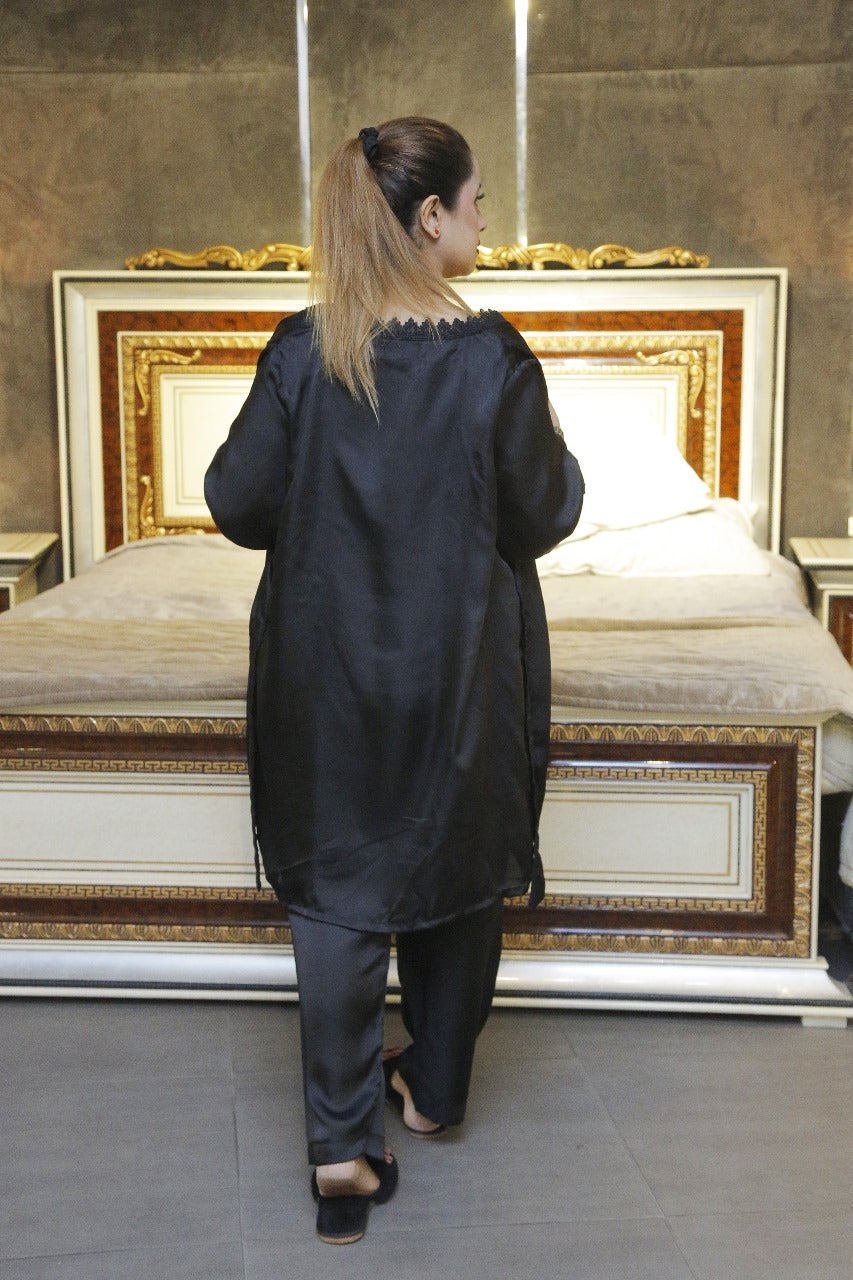 Black Silk Night Suit